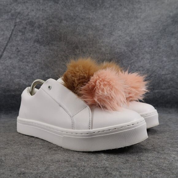 Sam Edelman Shoes Womens 8.5 Sneakers Leya Fashion Pom Pom Slip On Leather White - Picture 1 of 14